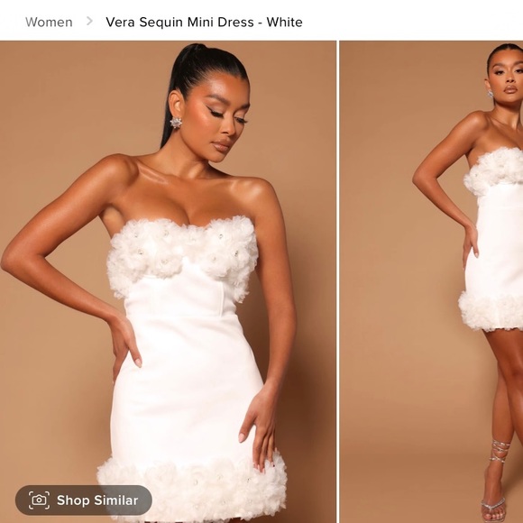 WHITE MINI DRESS * Fashion Nova * - Picture 2 of 3